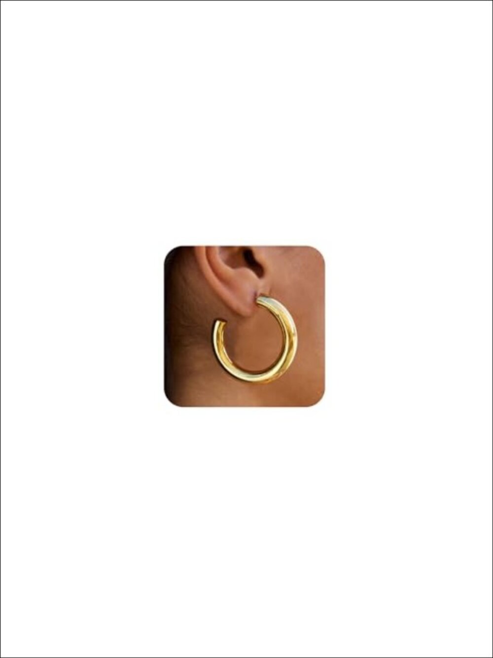 Chunky Gold Hoop Earrings 14K Gold Plated 5MM Thick Lightweight Women